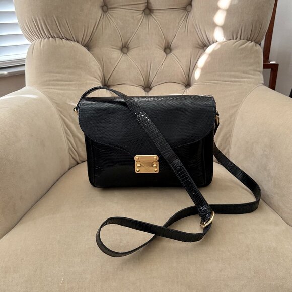 VTG Auth. LANA of LONDON By LANA MARKS Genuine Karung Lizard Kelly Shoulder Bag - Picture 1 of 8